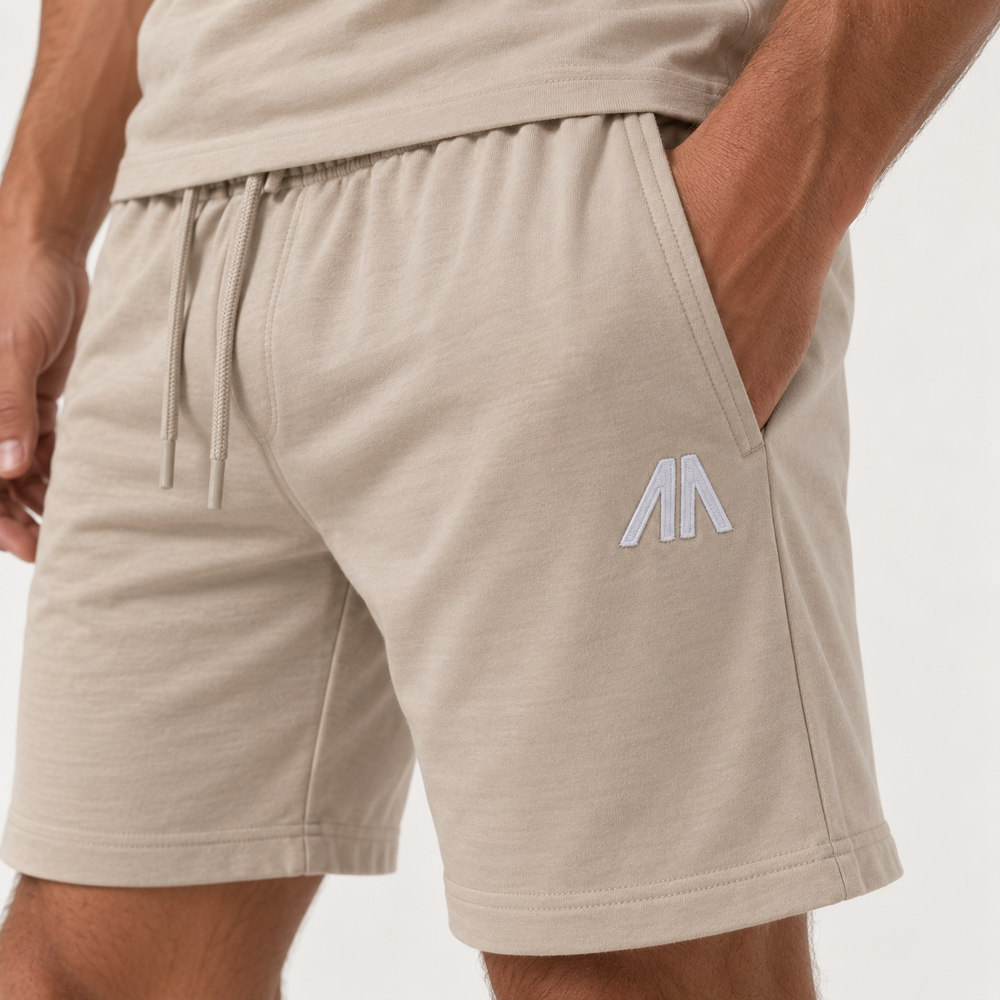 Heren T-Shirt & Short set - Zand/Beige