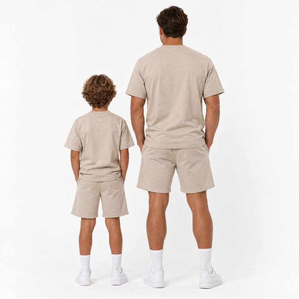 Vader + Zoon T-Shirt & Short set – Zand/Beige (2 sets)