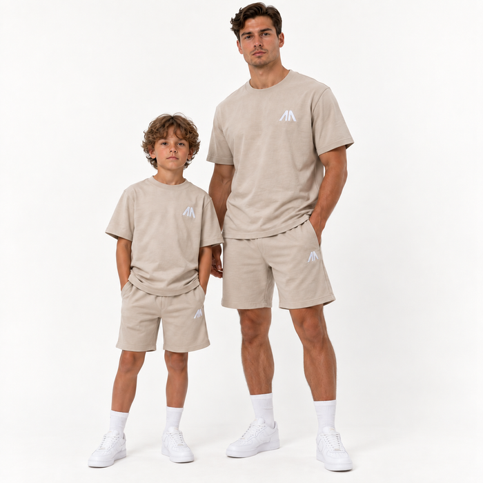 Vader + Zoon T-Shirt & Short set – Zand/Beige (2 sets)