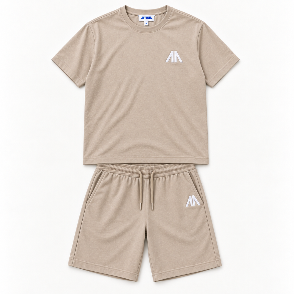 Heren T-Shirt & Short set - Zand/Beige