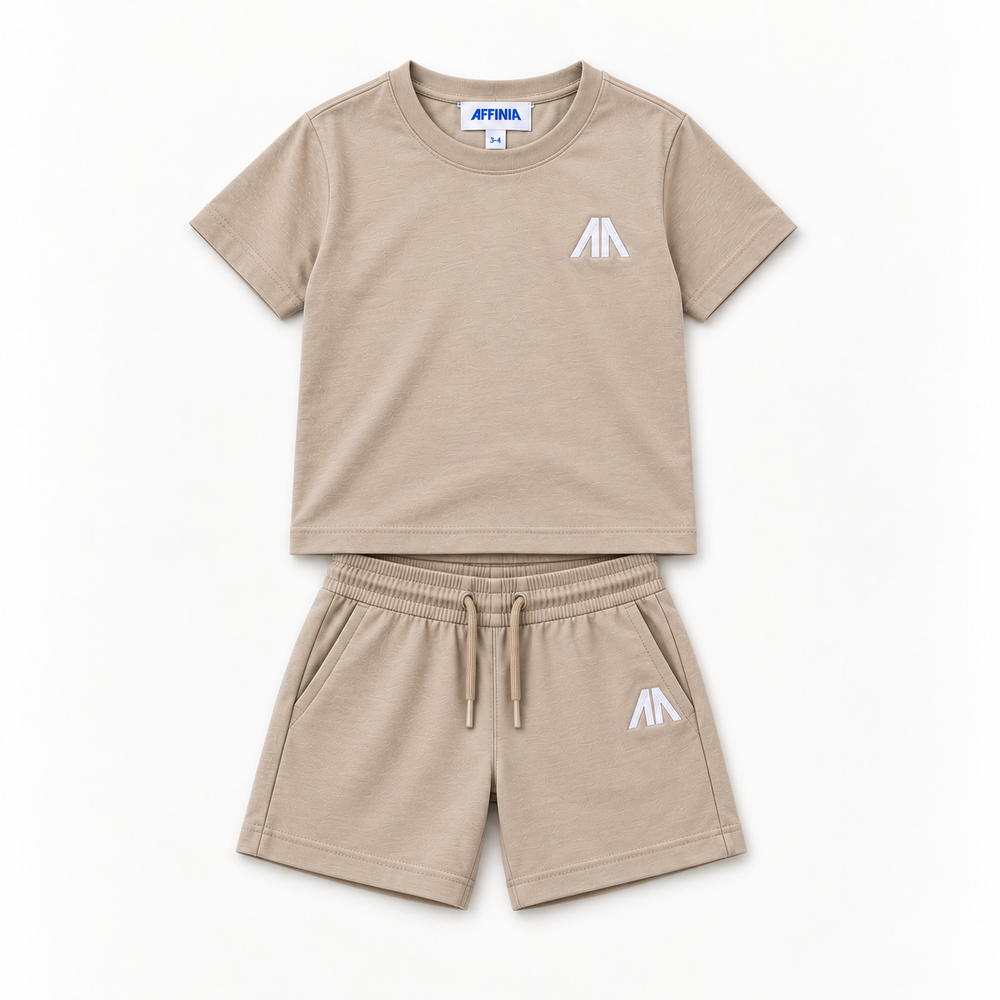 Kinder T-Shirt & Short set - Zand/Beige