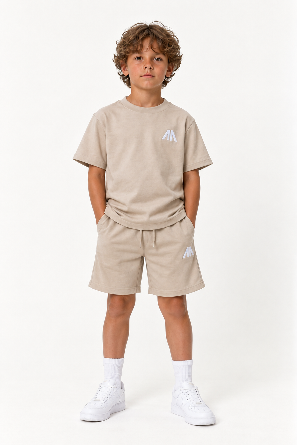 Vader + Zoon T-Shirt & Short set – Zand/Beige (2 sets)
