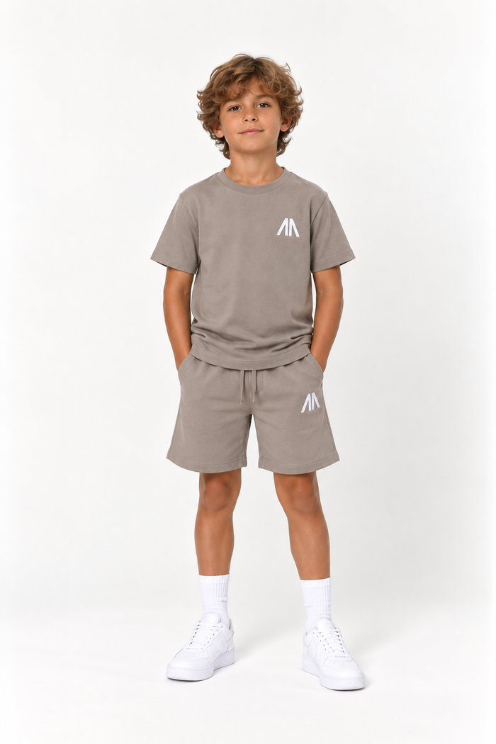 Kinder T-Shirt & Short set - Taupe