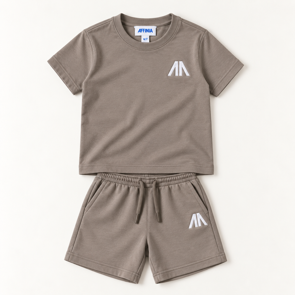 Kinder T-Shirt & Short set - Taupe