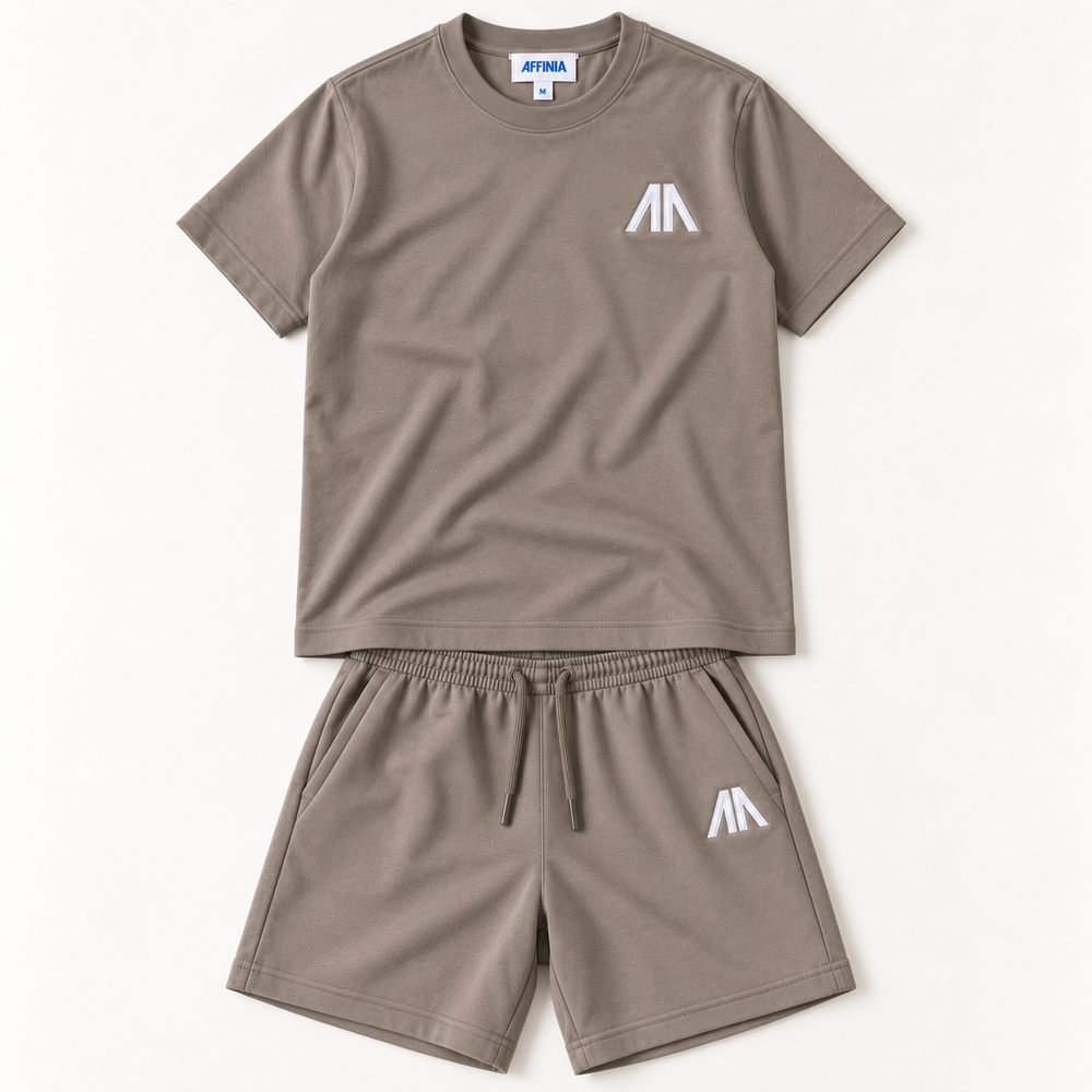 Heren T-Shirt & Short set - Taupe