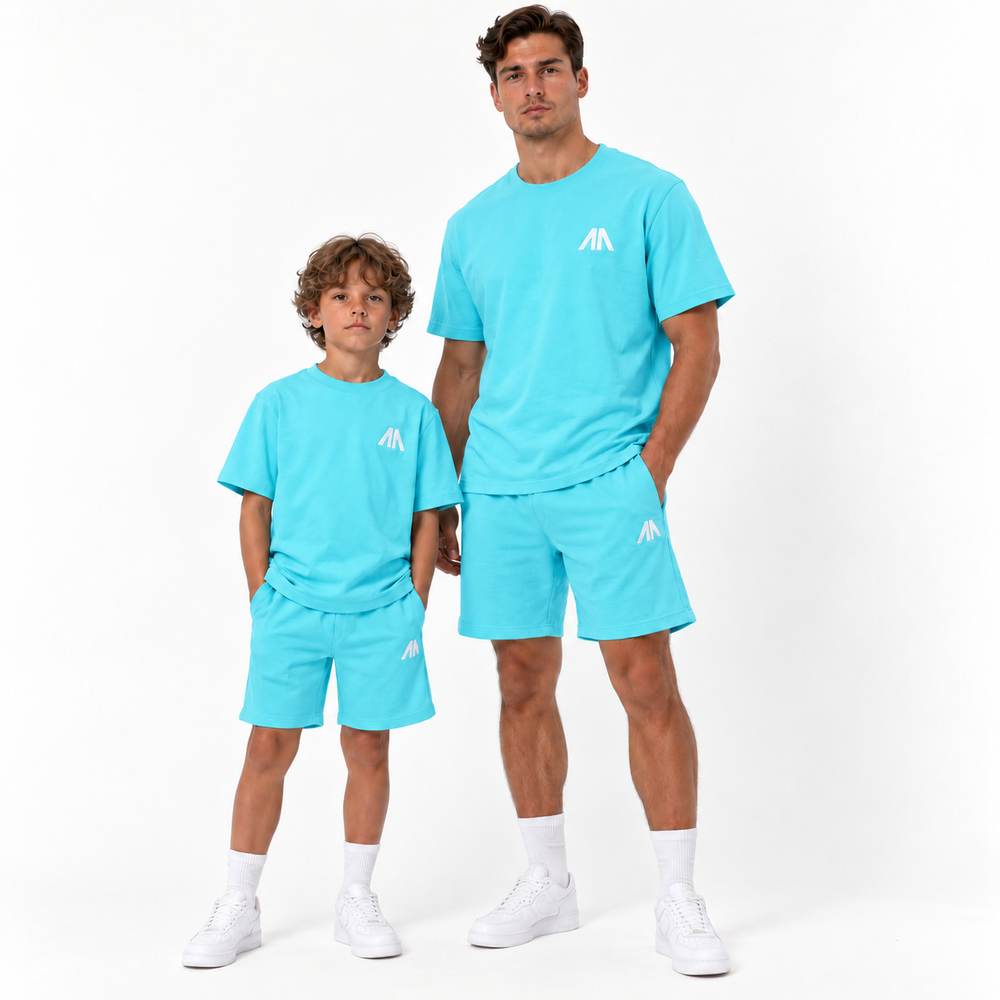 Heren T-Shirt & Short set - Licht Blauw