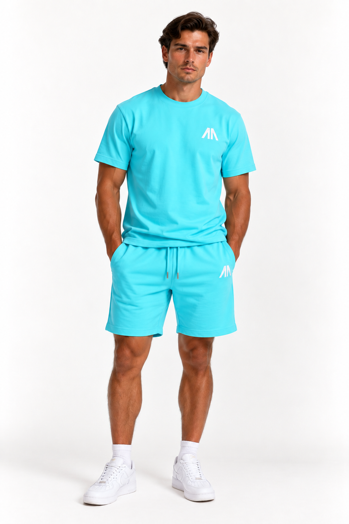 Heren T-Shirt & Short set - Licht Blauw