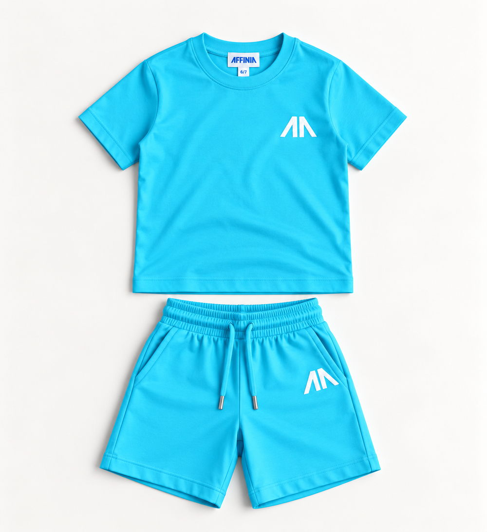 Kinder T-Shirt & Short set - Licht Blauw