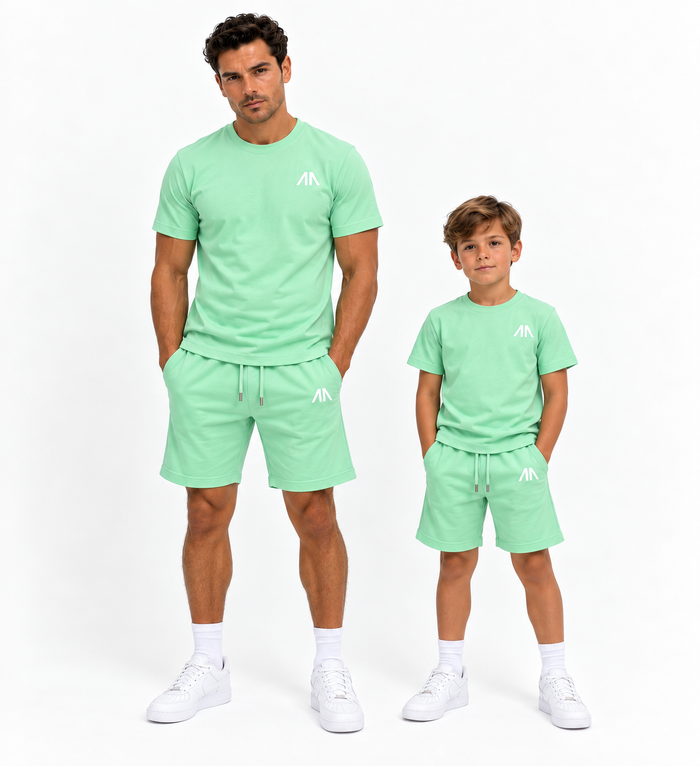 Vader + Zoon T-Shirt & Short set – Mint Groen (2 sets)