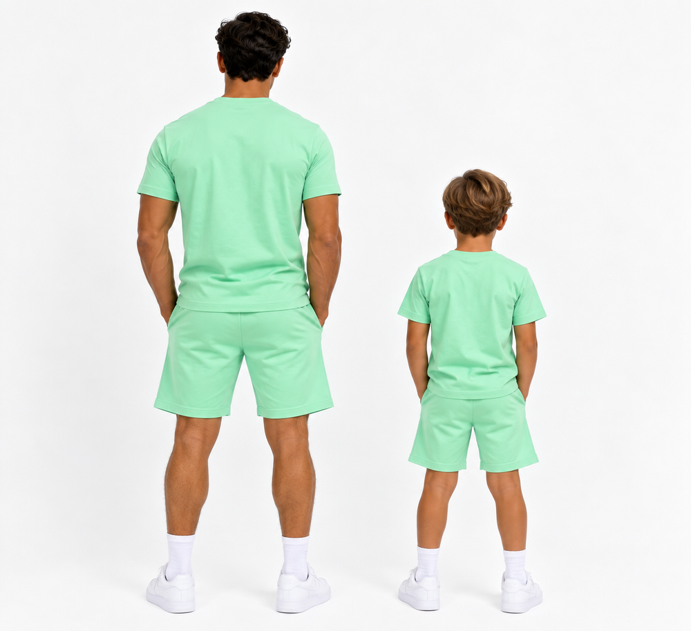 Vader + Zoon T-Shirt & Short set – Mint Groen (2 sets)