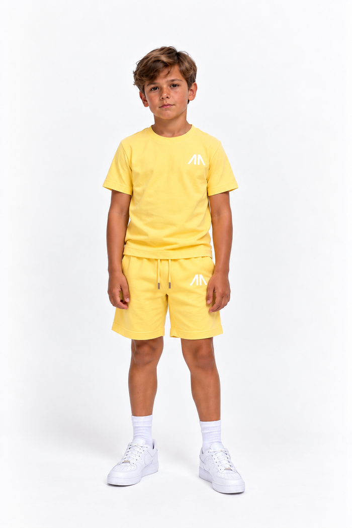 Kinder T-Shirt & Short set - Licht Geel