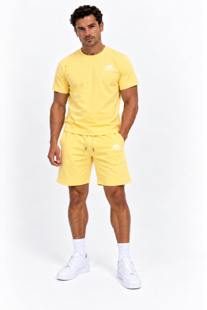 Heren T-Shirt & Short set - Licht Geel