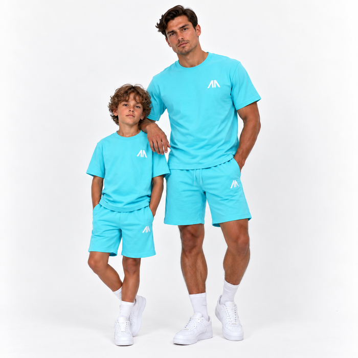 Vader + Zoon T-Shirt & Short set – Licht Blauw (2 sets)