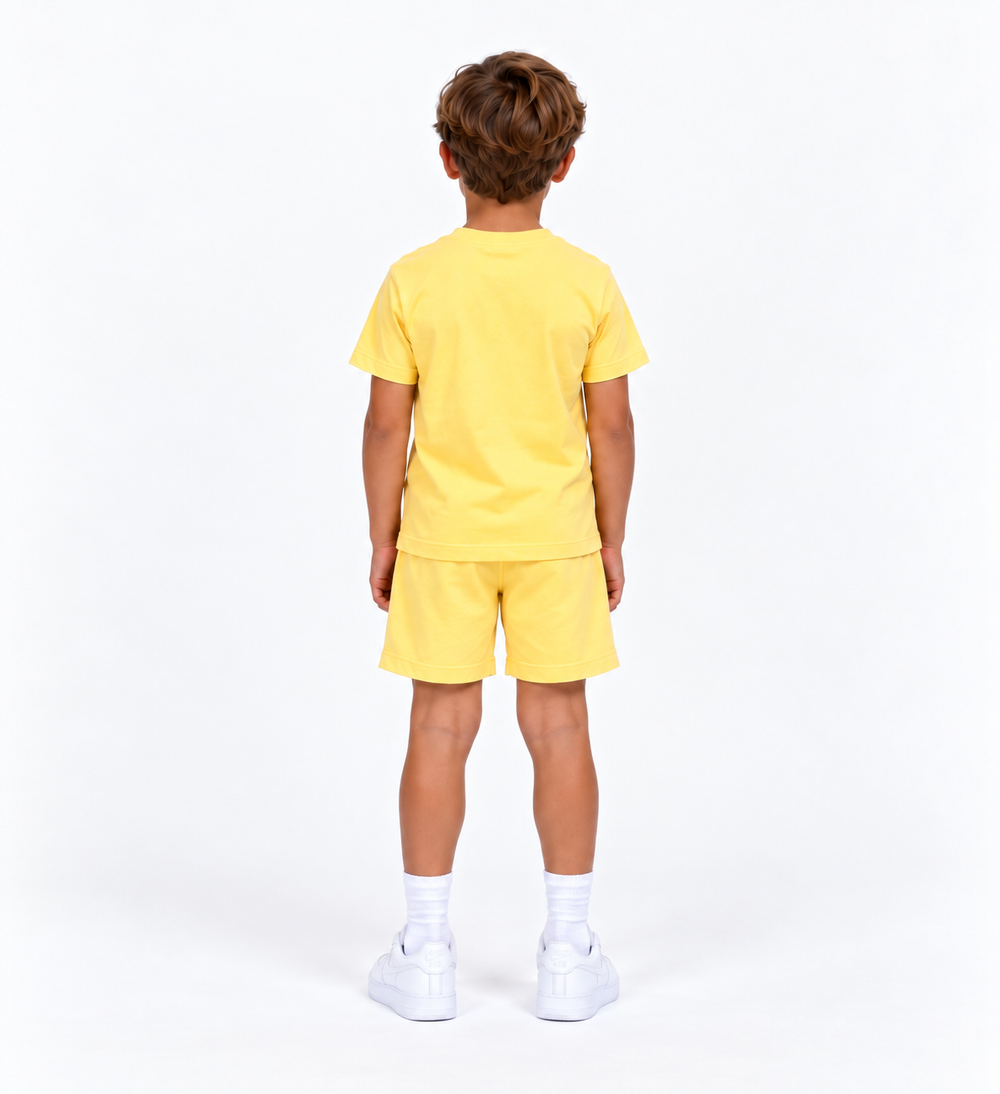 Kinder T-Shirt & Short set - Licht Geel