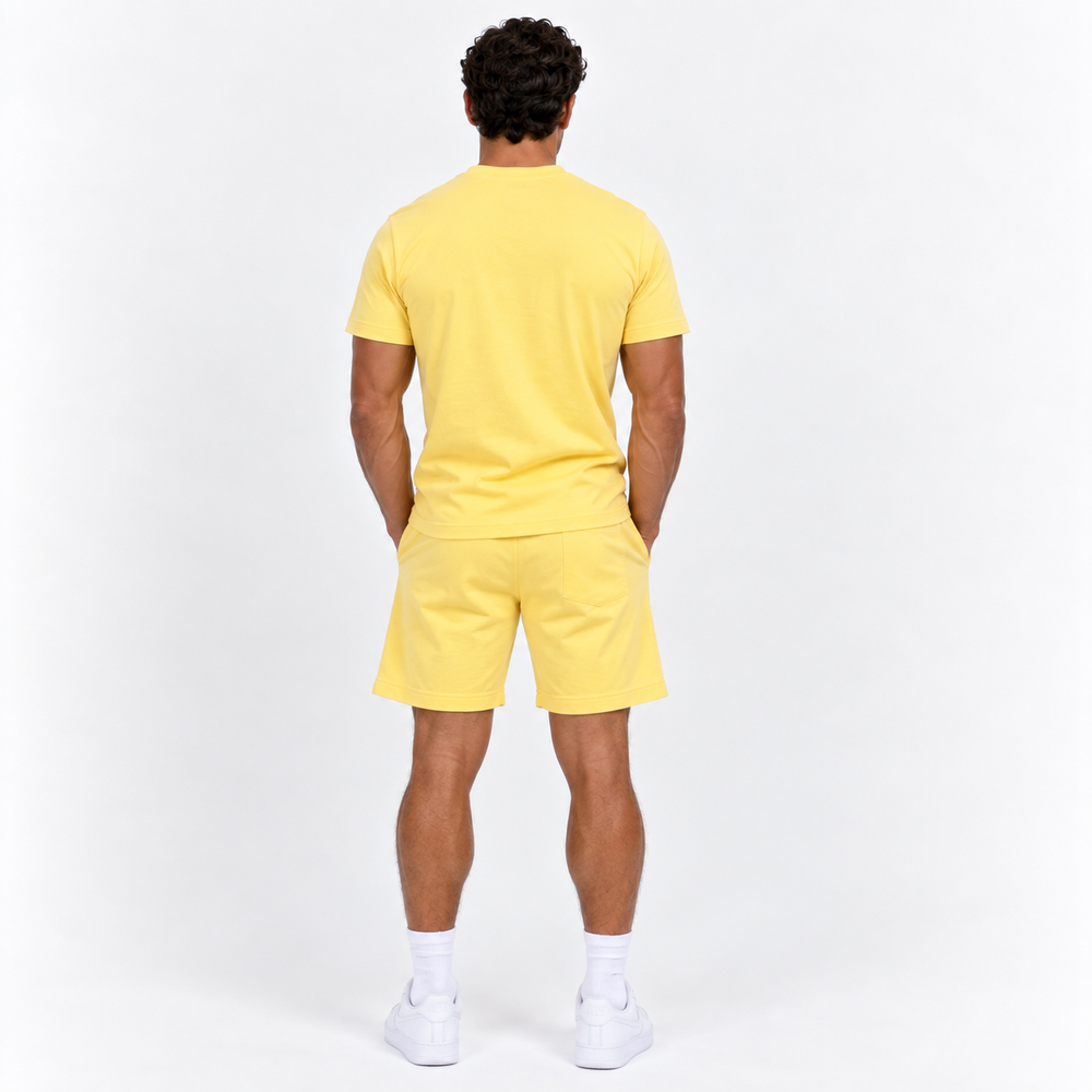 Heren T-Shirt & Short set - Licht Geel