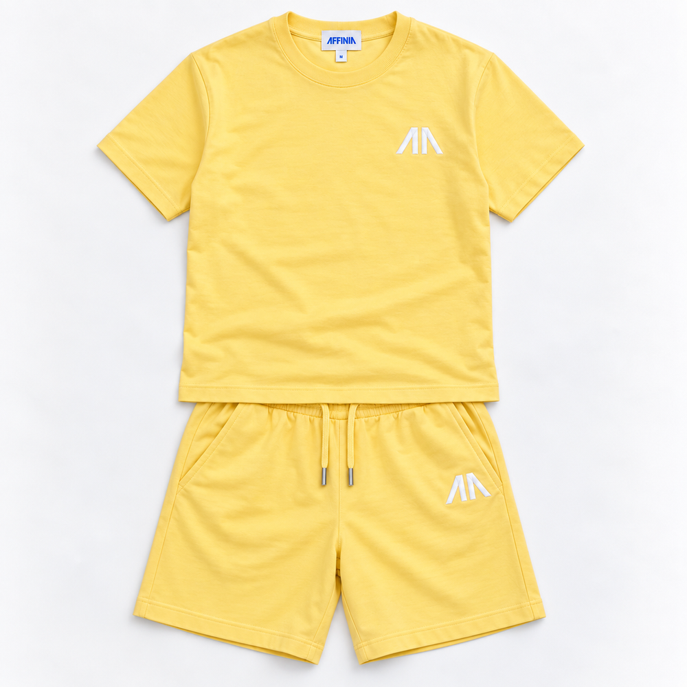 Heren T-Shirt & Short set - Licht Geel