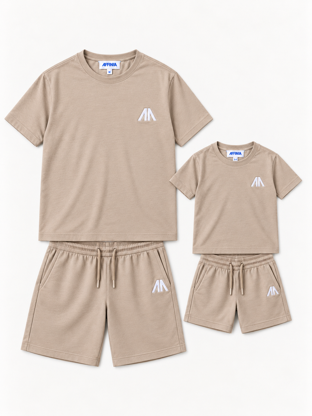 Vader + Zoon T-Shirt & Short set – Zand/Beige (2 sets)