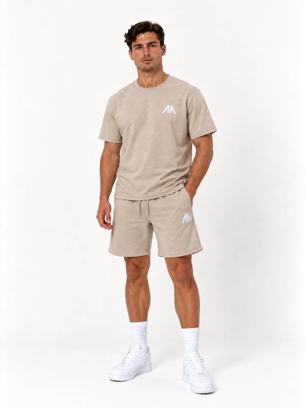 Vader + Zoon T-Shirt & Short set – Zand/Beige (2 sets)