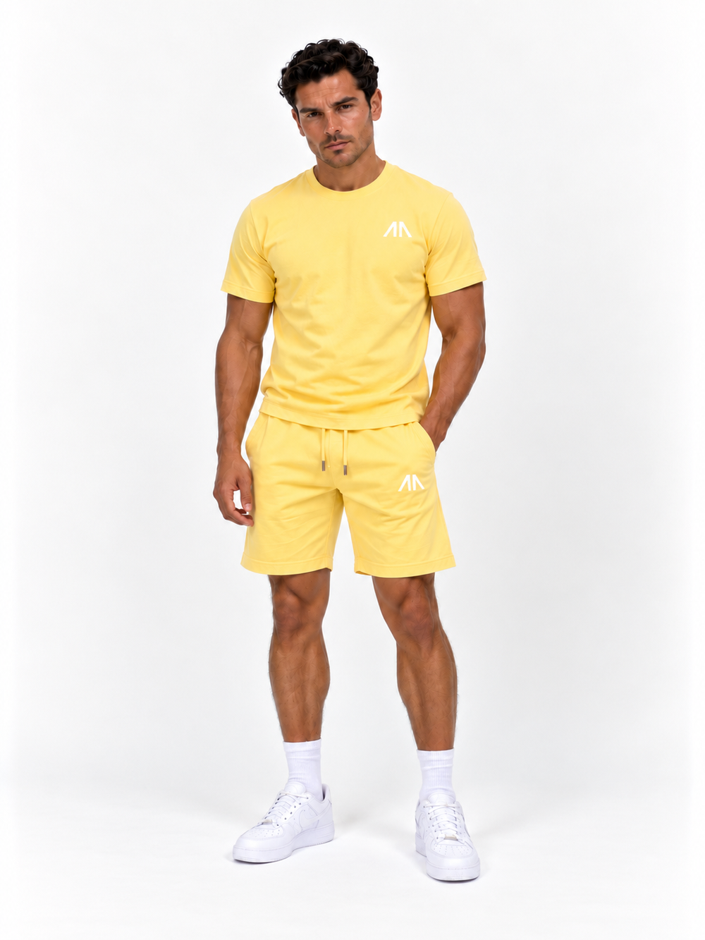 Vader + Zoon T-Shirt & Short set – Licht Geel (2 sets)