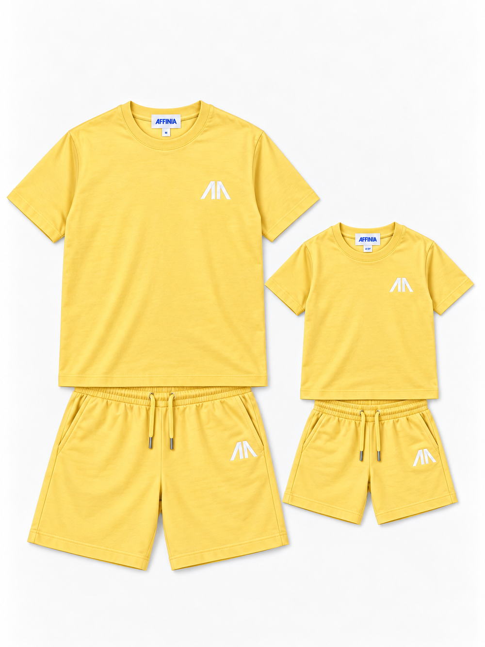 Vader + Zoon T-Shirt & Short set – Licht Geel (2 sets)