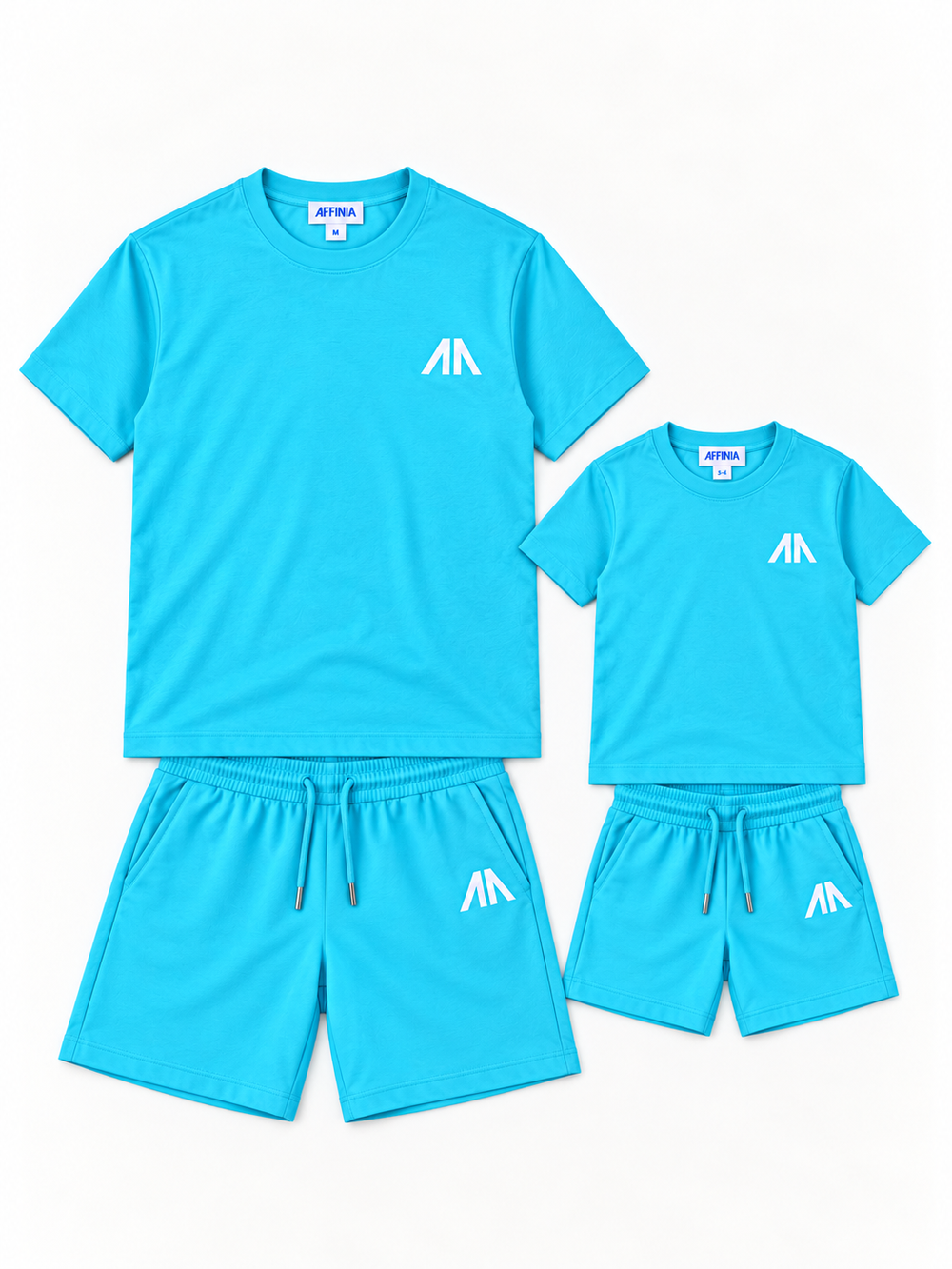 Vader + Zoon T-Shirt & Short set – Licht Blauw (2 sets)
