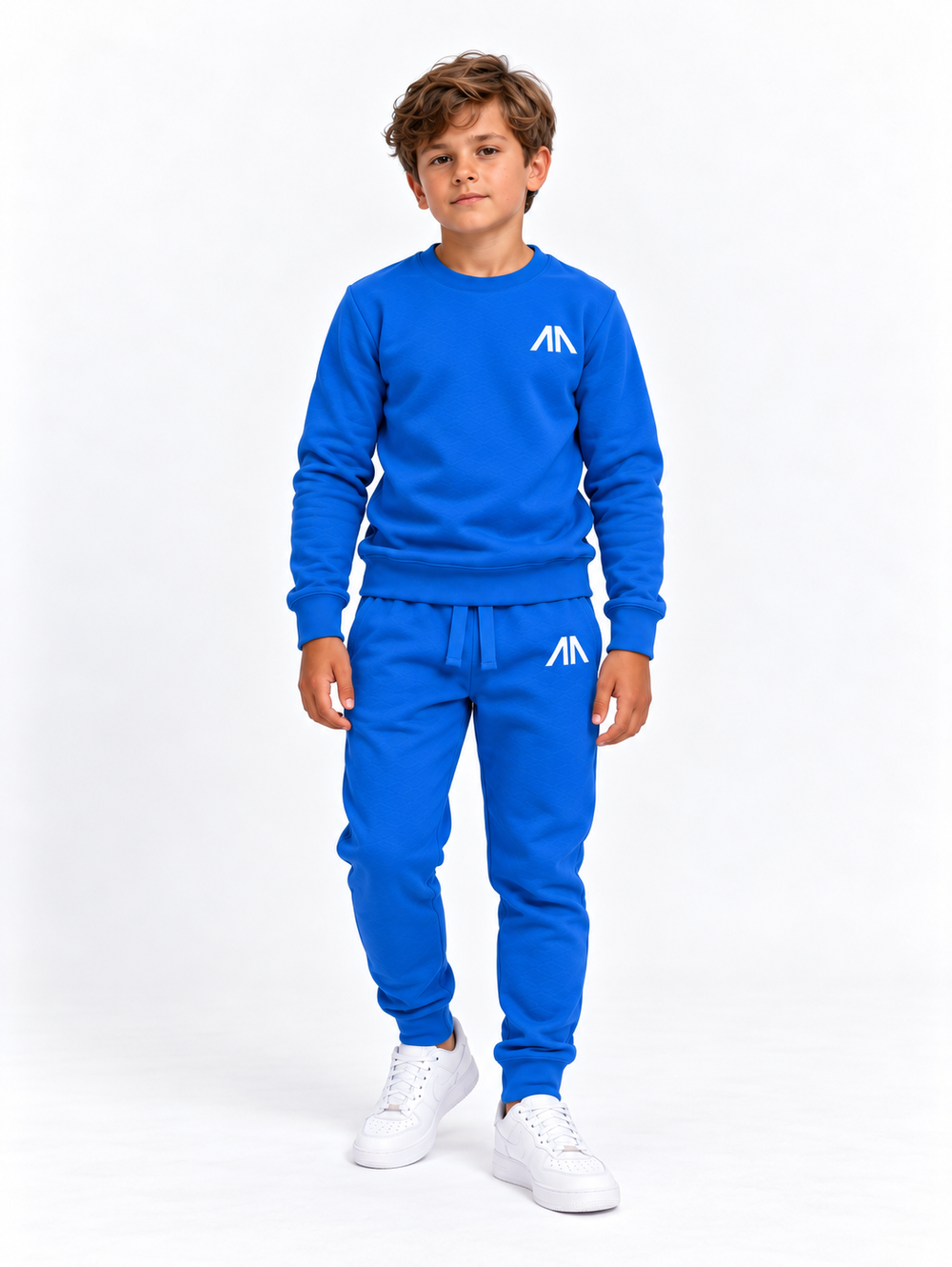 Kinder trainingspak blauw, voorkant