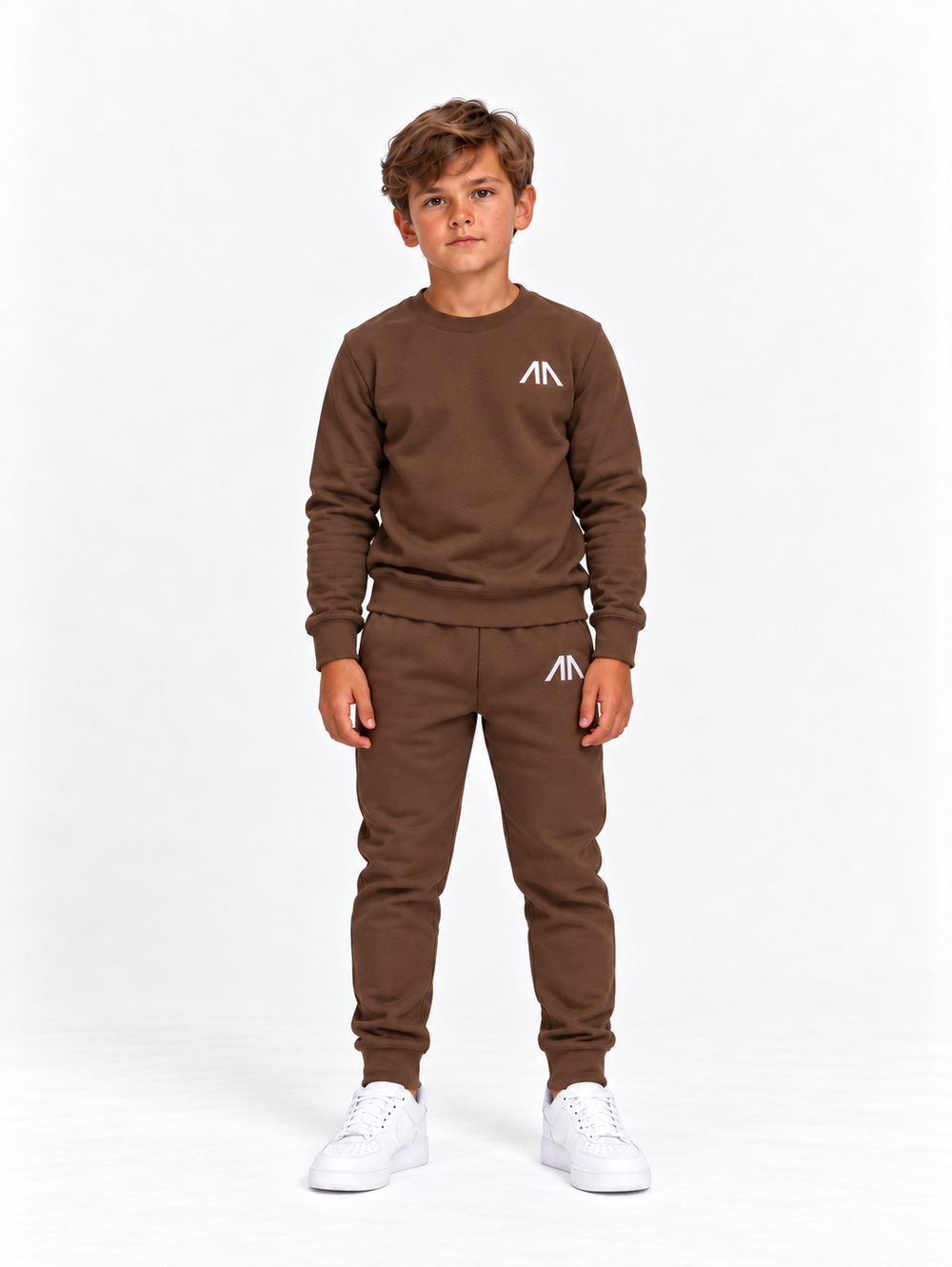 Kinder trainingspak bruin, voorkant