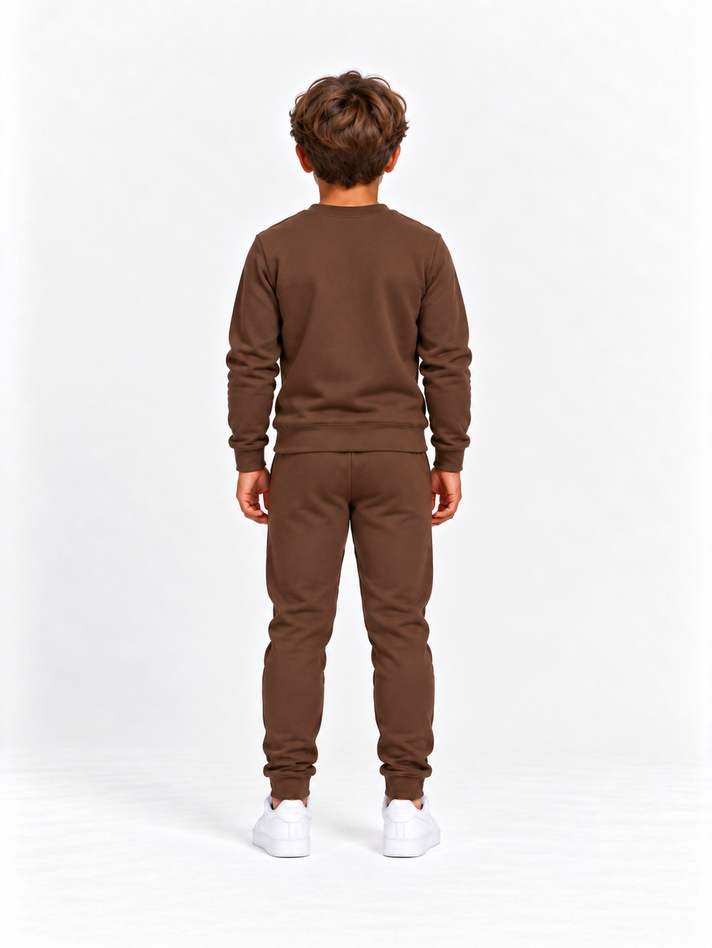 Kinder trainingspak bruin, achterkant
