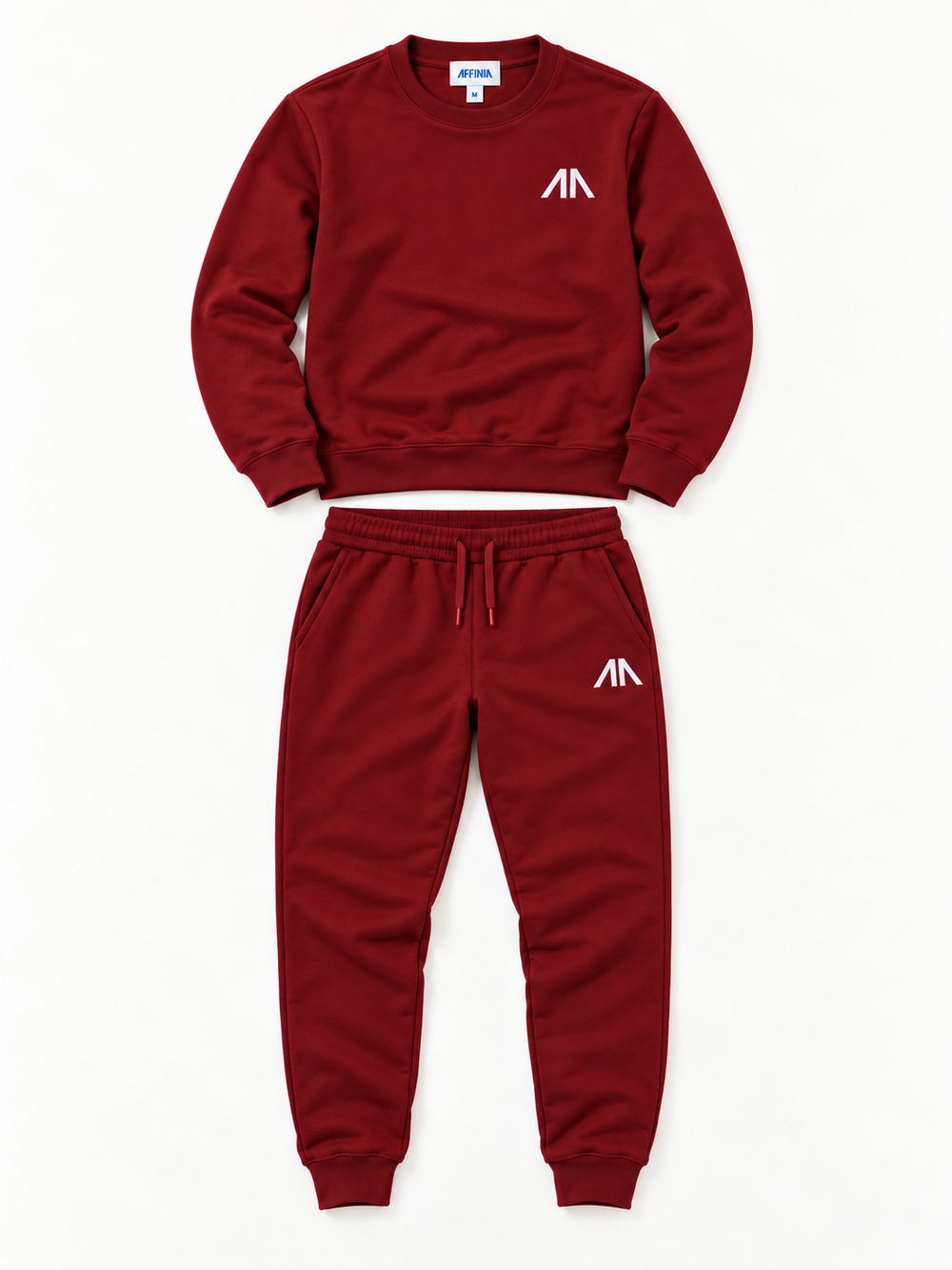Flat lay heren trainingspak bordeaux