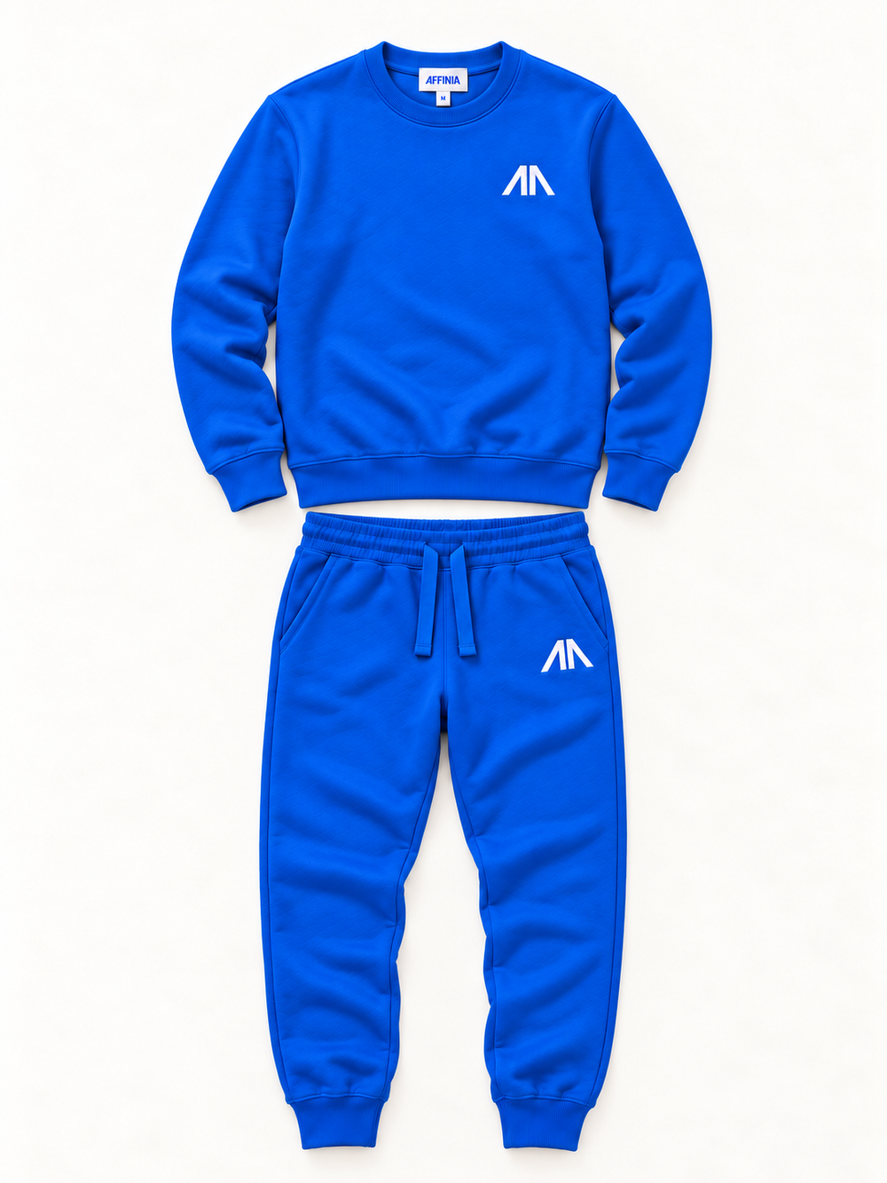 Flat lay heren trainingspak blauw